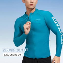 AquaPlay-Fato de Mergulho de Manga Comprida para Homens, Rash Guard, Zíper Completo, Roupa de Natação, Desporto Outdoor, Fitness - Image 2