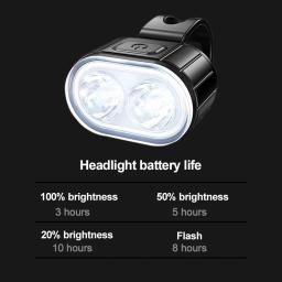 Luz de bicicleta recarregável com lanterna LED, Lâmpada de bicicleta, Iluminação frontal e traseira, Acessórios Mountain Bike - Image 3