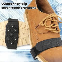 Sapatos chuteiras de gelo 7 pontas fita fixadora ajustável antiderrapante botas de escalada ao ar livre apertos de neve gelo crampons pinça - Image 2