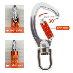 Clipe de mosquetão giratório, Rotativo 360 ° Spinner Carabiner, Pequena rede rotativa sem fio, Escalada de gancho, 22KN - Image 5