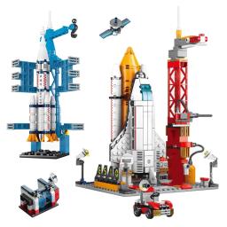 Foguete espacial lançamento modelo blocos de construção, Estação Espacial Aeroespacial, Shuttle Shuttle, Astronaut Bricks Brinquedos - Image 1