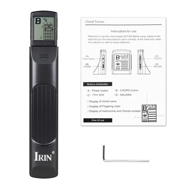 Treinador de Acordes para Guitarra Portátil com LCD - Ferramenta Ideal para Prática de Acordes e Acessórios Musicais