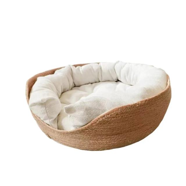 Cama de Bambu Artesanal para Animais de Estimação: Ninho Aconchegante e Confortável para Gatos e Cachorros