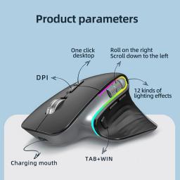Rato sem fio multi-dispositivo Bluetooth 5.0 & 3.0 mouse 2.4G sem fio mouse óptico portátil ergonômico mão direita computador ratos - Image 2
