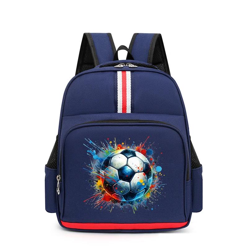 Mochila de impressão de futebol aquarela para estudante primário, viagens ao ar livre, mochila escolar para crianças, ventilador, multifuncional - Image 1
