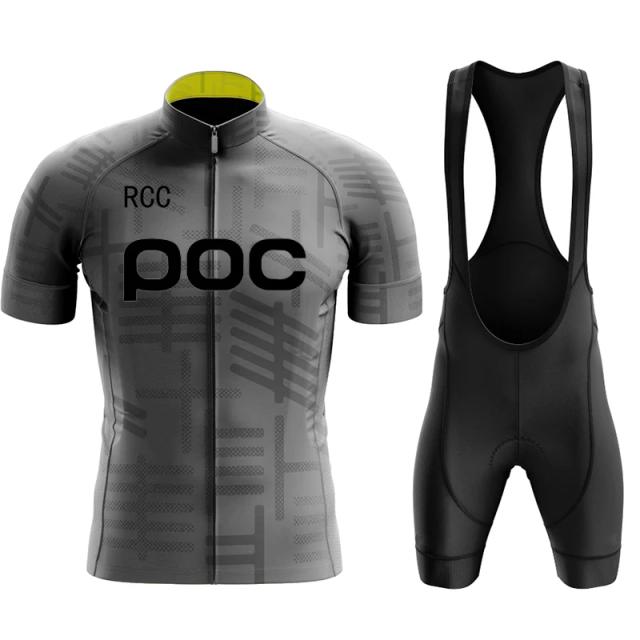Conjunto de Ciclismo Masculino RCC POC em Manga Curta, Jersey Respirável e Calça Bib para MTB e Esportes ao Ar Livre no Verão de 2022