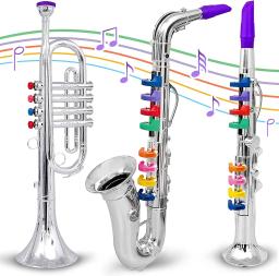 Clarinete de vento e latão para crianças, Instrumentos musicais para crianças, 8 teclas codificadas coloridas, Ensinando canções - Image 1