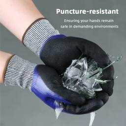 Luvas de proteção resistentes a cortes impermeáveis, unissex, durável e de alto desempenho, revestimento de látex duplo isolado, Super Gri - Image 6