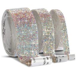 Auto-adesivo Glitter Rhinestone Ribbon Trim, fita Trim Sticker, roupas de DIY, jóias, artes, artesanato, decoração do vestuário, 1 Yard - Image 1