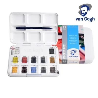 Royal Talens-Conjunto Profissional de Pintura Aquarela, Aquarela Van Gogh Sólida, Pincel de Pintura, Desenho Suprimentos, 12, 15, 18, 24, 36 Cores - Image 1