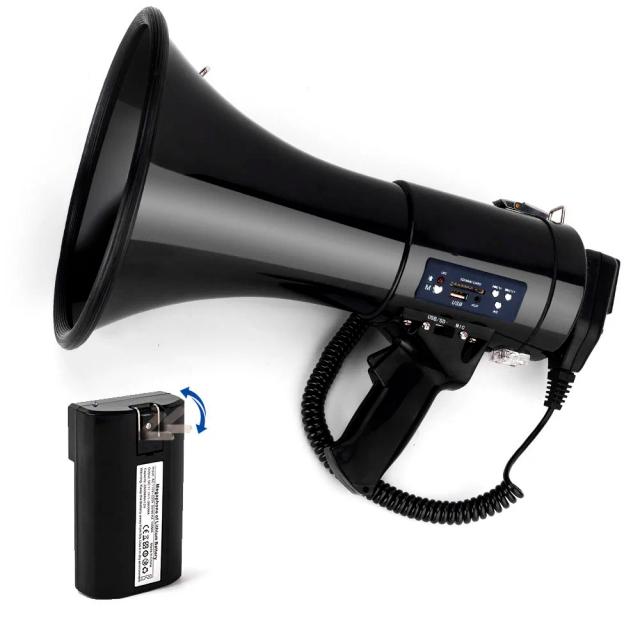Alto-falante multifuncional, alto-falante 50W, megafone de alta potência, gravação recarregável, portátil, sem fio, ao ar livre Handheld Tweeter