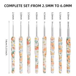 Agulha De Crochet De Aço Inoxidável Com Punho De Plástico, Tampão, Gancho De Tecelagem, Ferramenta DIY, Agulha De Tricô, Alta Qualidade, 2.5mm-6mm - Image 6