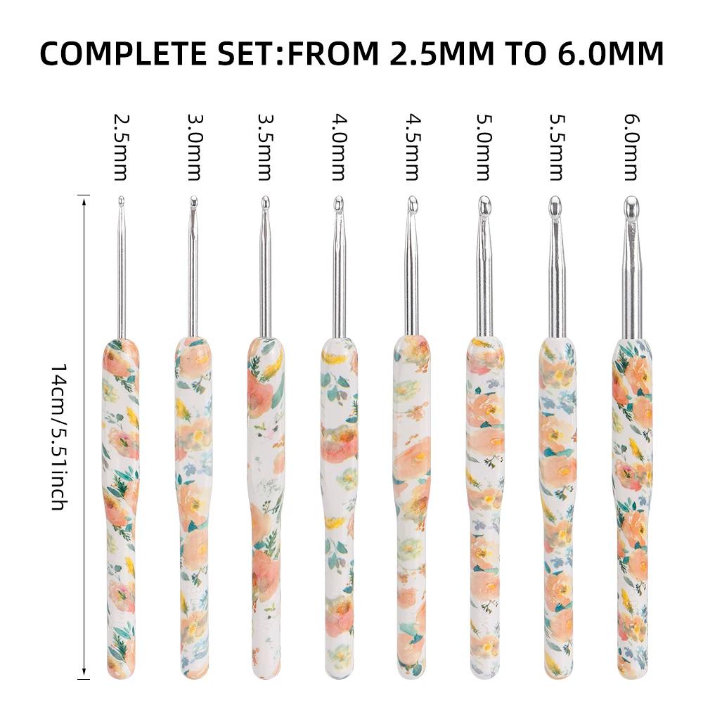 Agulha De Crochet De Aço Inoxidável Com Punho De Plástico, Tampão, Gancho De Tecelagem, Ferramenta DIY, Agulha De Tricô, Alta Qualidade, 2.5mm-6mm - Image 1