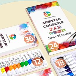 Conjunto de Tinta Acrílica Profissional em Tubos Grandes de 12ml, Pinturas Retratos em Tela, Cores Ricas Vívidas, Artistas, Estudantes, Iniciantes - Image 6