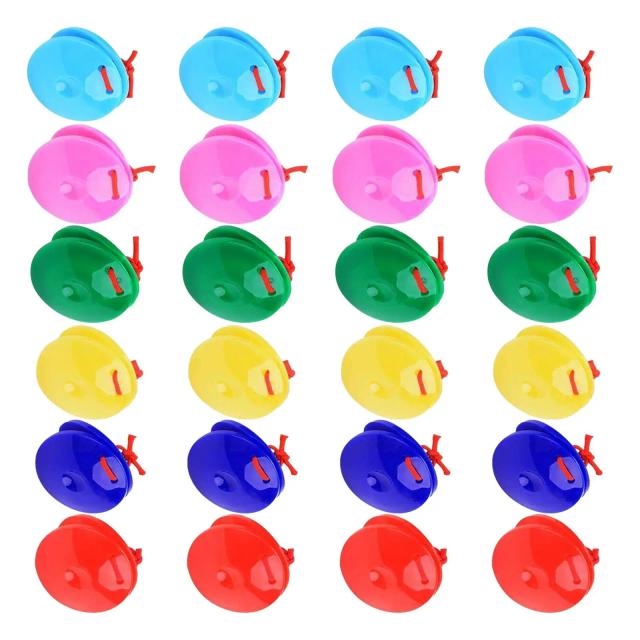 Conjunto de 24 Castanholas de Madeira para Crianças - Instrumentos Musicais de Percussão para Educação Precoce e Festas