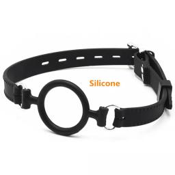 Cinta de mordaça de anel o de silicone completo, mordaça de mordida de boca aberta, brinquedos bdsm de fixação oral fetiche, focinho de bondage de escravo sexual sm ferramentas de flertar de casal - Image 4