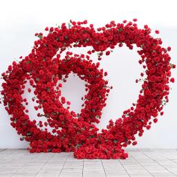 Arranjo floral de folha verde rosa vermelha com base de pano decoração cenário de casamento em forma de coração arco quadro palco flor suporte a8223 - Image 2