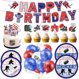 Hóquei temático Birthday Party Decorações, Balões Set, Happy Birthday Banner, Bolo Topper, Tema Esportes, Fontes do partido - Image 6