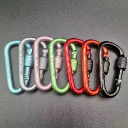 Multi Colors Aluminum Alloy Mosquetão Fivela de segurança Keychain com trava Botão de escalada Mosquetão D-Shape, Camping, Caminhadas Gancho - Image 2