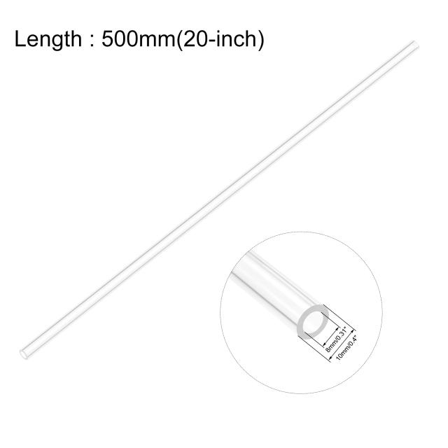 Tubo Acrílico Transparente para Aquários e Jardins - Acessórios para Tanques de Peixes, Rígido, 50 cm, Disponível em 6x8mm, 8x10mm e 10x12mm, 2 Peças