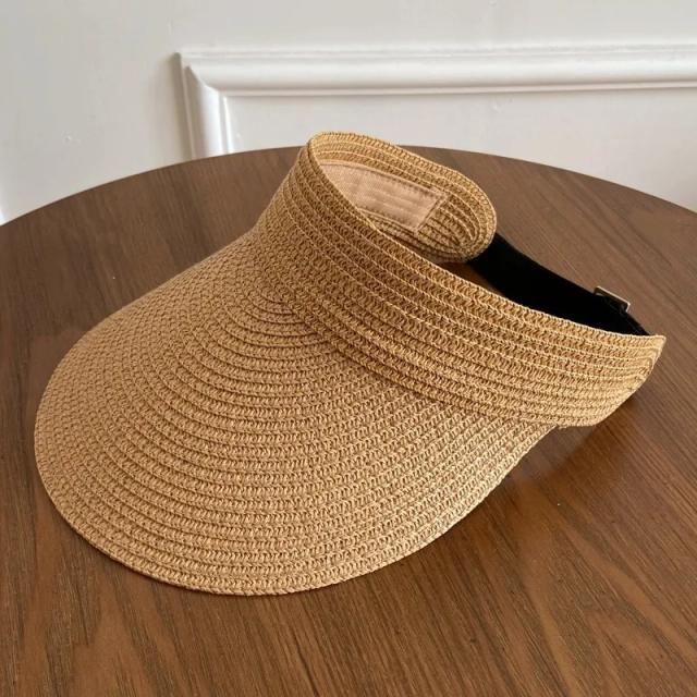 Chapéu de Palha Verão Feminino Aba Larga Respirável Dobrável
