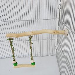 Wood Parrot Stand Pole, Double Layer Swing Toy para Bird, Tiger Skin Claw Grinding Beak, Acessórios para gaiola - Image 3