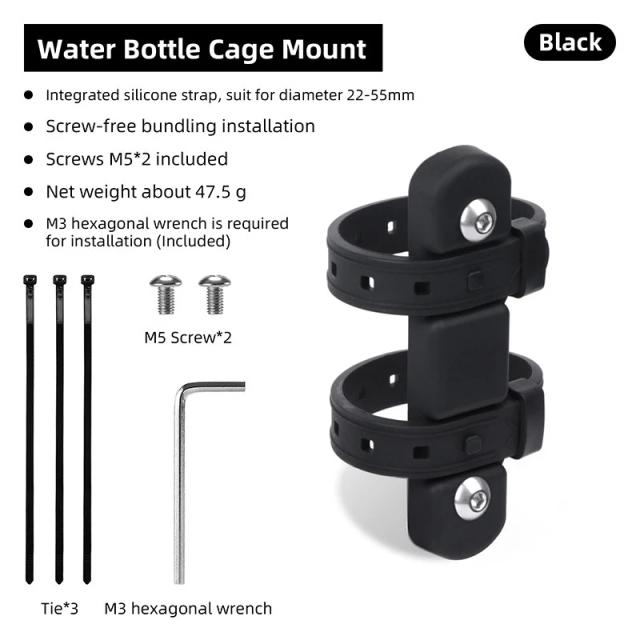 Adaptador de Montagem para Bicicleta Água Kettle com Gaiola de Silicone e Braçadeiras para Suporte de Garrafa, Ideal para Assento e Garfo da Bicicleta, Acessório Essencial para Ciclistas.