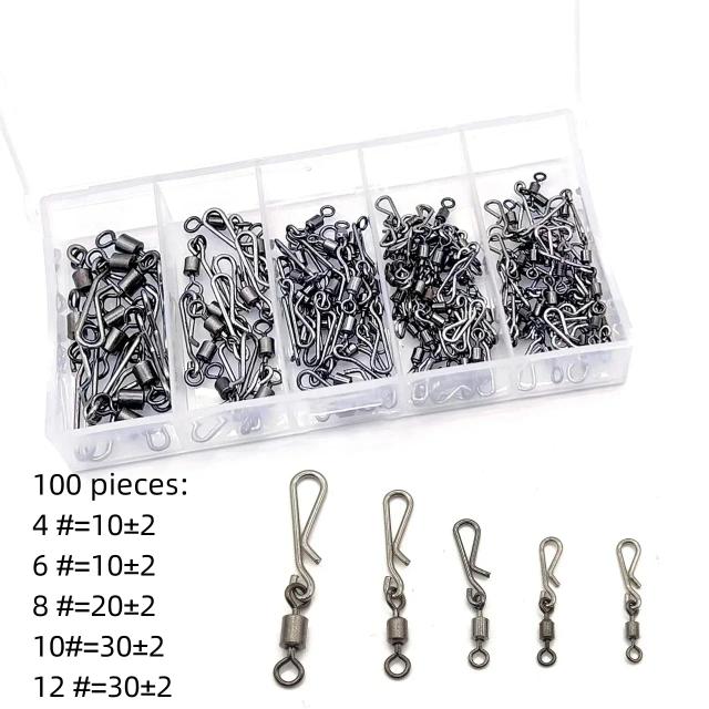Conector Giratório de Pesca Aço Carbono 100 Peças