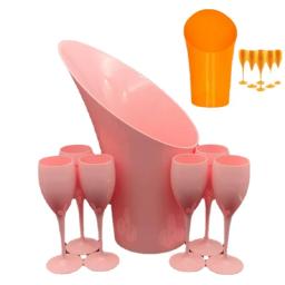 Plástico laranja e flautas rosa, conjuntos de balde para festa ou casamento, pode personalizar o logotipo, entre em contato comigo agora! - Image 1