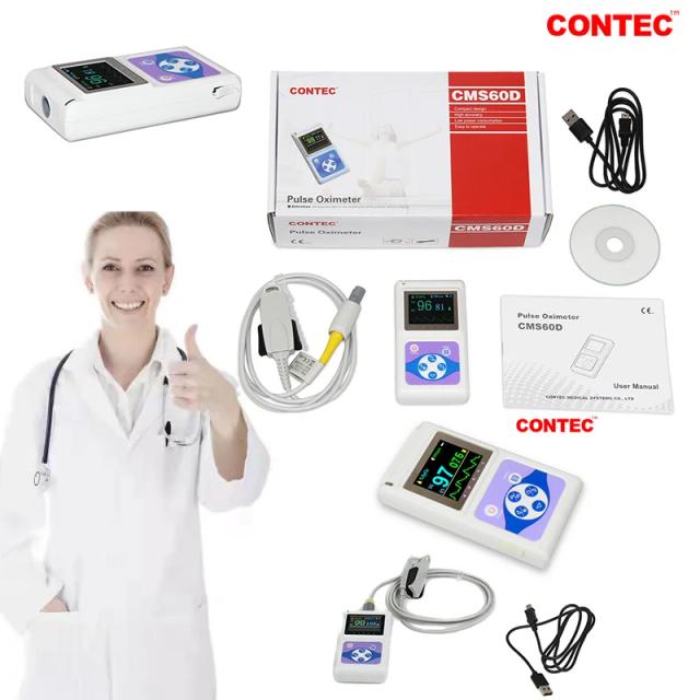 CONTEC CMS60D Oxímetro de Pulso SpO2 PR Monitor de Frequência Cardíaca 1 Unidade