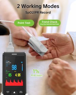 HealthTree médico handheld oxímetro de pulso portátil recarregável oxigênio no sangue monitor freqüência cardíaca para adultos crianças recém-nascidos - Image 4
