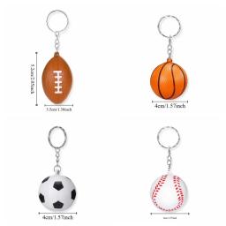 PU couro basquete bola chaveiro, voleibol, golfe, futebol, beisebol, simulação, futebol, pingente, mochila - Image 6