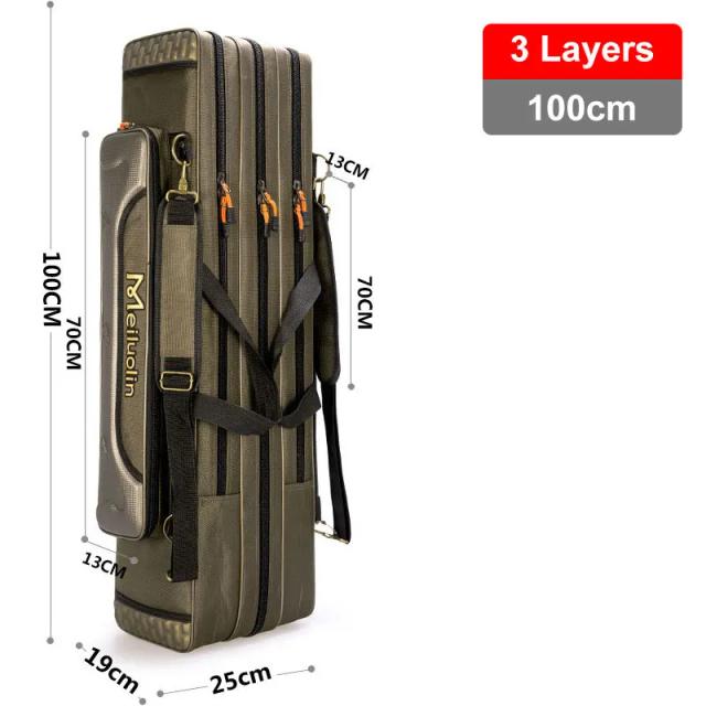 Saco Multifuncional de Pesca com Grande Capacidade e Múltiplas Camadas de Isca até 125 cm