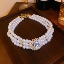 Gargantilha de pérolas frisadas para mulheres, strass cristal, oval, colares de várias camadas, encantos elegantes, joias nobres, temperamento - Image 3