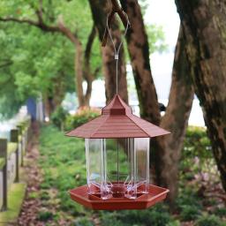 Alimentador de pássaros pendurado para pátio de jardim, decoração exterior, telhado hexagonal, alimentador de pássaros selvagens, ideal para misturar misturas de sementes, 2.6 lb - Image 2