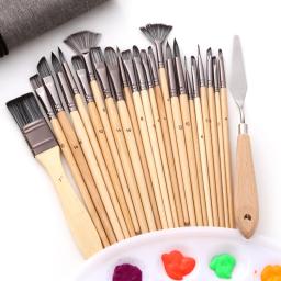 24 pçs profissional pintura pincel artistas kit para iniciante aquarela óleo pedra rocha pintura da lona dropship - Image 2