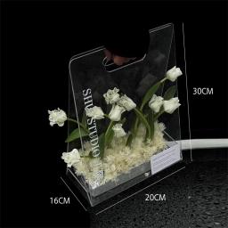 Caixa De Flor De Acrílico Triângulo, Buquê De Flores Frescas Lidar Com Caixa De Presente, Suprimentos De Arranjo Sólido De Florista Transparente Portátil - Image 1