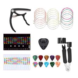 Kit de cordas de guitarra com suporte Pick, ferramenta acústica, escala adesivos, picaretas, mudando ferramenta, escala, 18pcs - Image 1