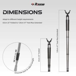 Óptica Vector-Bipod Shooting Sticks para Caça Rifle, Quadro de alumínio leve, Spike Pés Resto, Bipod 360 Borracha, V Yoke - Image 2