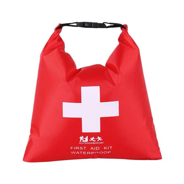 Kit de Primeiros Socorros Impermeável de 1,2L para Trekking, Rafting e Acampamento - Saco de Emergência Vermelho para Canoagem