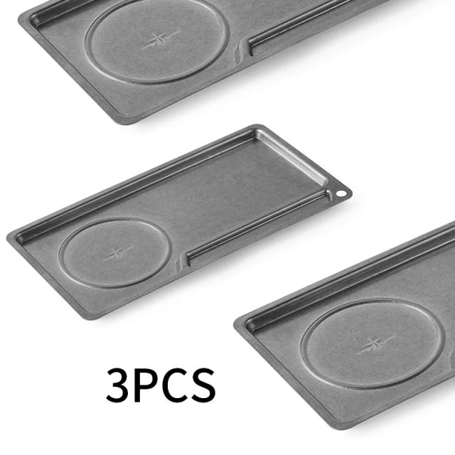 Conjunto de 3 Bandejas Retangulares de Aço Inoxidável para Servir Alimentos e Decorar o Bar de Café