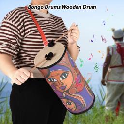 Bongo-Instrumento De Percussão De Tambor Portátil Com Duas Baquetas E Alça De Ombro, Tambores De Madeira, Presente De Aniversário De Férias, 7 em - Image 2