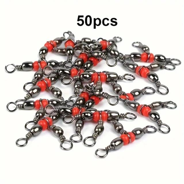 Conector de Pesca Anel de Pressão Giratório de Barril 50 Peças