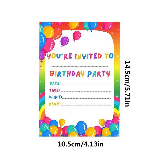 Conjunto de 12 Convites de Aniversário em Papel com Envelopes Personalizados e Design Exclusivo