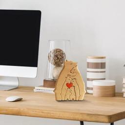 Urso de madeira Estátua Family Art Puzzle, Desktop Ornamento, Coração Puzzle, Decoração Home, Dia das Mães, Presente de Aniversário - Image 5