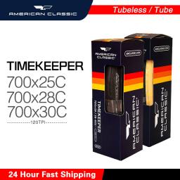 Tubo de pneu de bicicleta Timekeeper clássico americano tipo/sem câmara de ar 700 x 25C, 700 x 28C, 700 x 30C preto/amarelo ultraleve corrida de estrada - Image 1