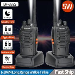 Baofeng BF 888S Long Range Walkie Talkie, Transceptor de rádio em dois sentidos para caça e hotel, UHF 400, 470MHz, 1 2 Pcs - Image 1