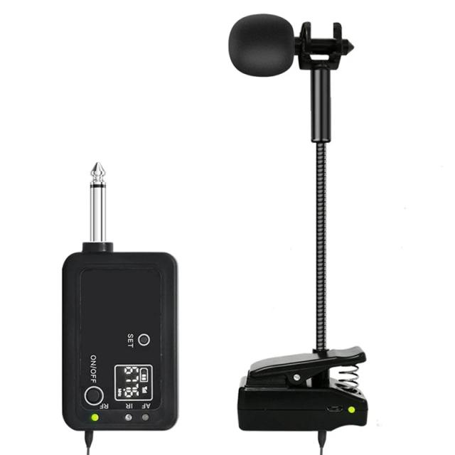 Microfone Sem Fio Profissional UHF Gooseneck para Saxofone e Instrumentos de Sopro - Ideal para Gravação e Shows Ao Vivo