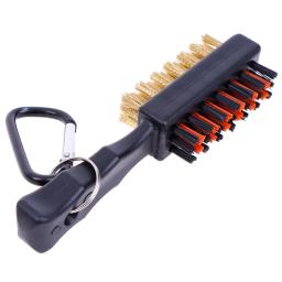 1 pc clube de golfe escova sulco cleaner dupla face ferramentas metal portátil leve náilon acessórios para bolas de ferro sapatos novo presente - Image 1