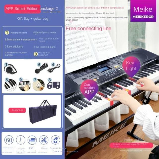 Piano Digital com 61 Teclas - Ideal para Crianças e Adultos, Controlador Profissional e Instrumento Eletrônico Completo